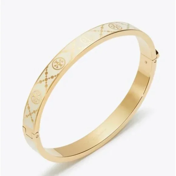 Tory Burch T-Monogram Bangle Bracelet & Huggie Earring Set - Picture 6 of 7